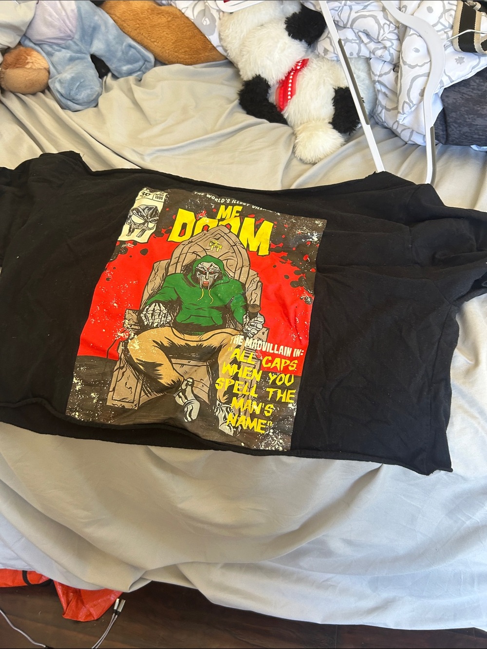 Marvel Black Crop Top with Red and Green Doctor Doom Graphic